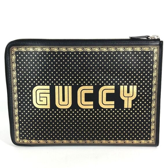 GUCCI 523441 Sega collaboration GUCCY logo Clutch Bag pouch with a handle Clutch - Picture 2 of 16